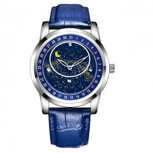 Automatic Mechanical Blue Leather Luxury Dress Waterproof Luminous Men's Wrist Watches